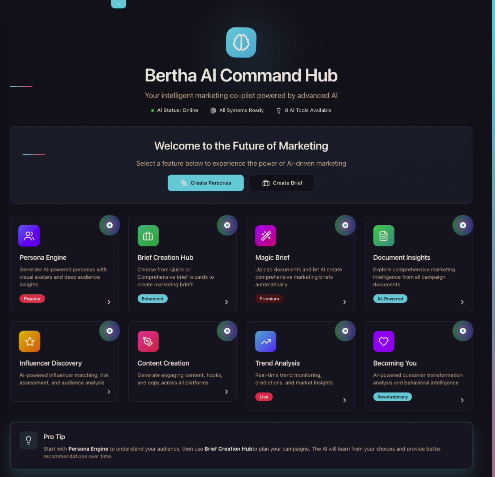 Bertha — Agency OS interface