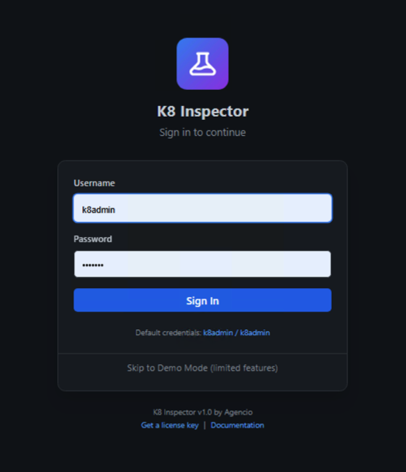 K8 Inspector interface