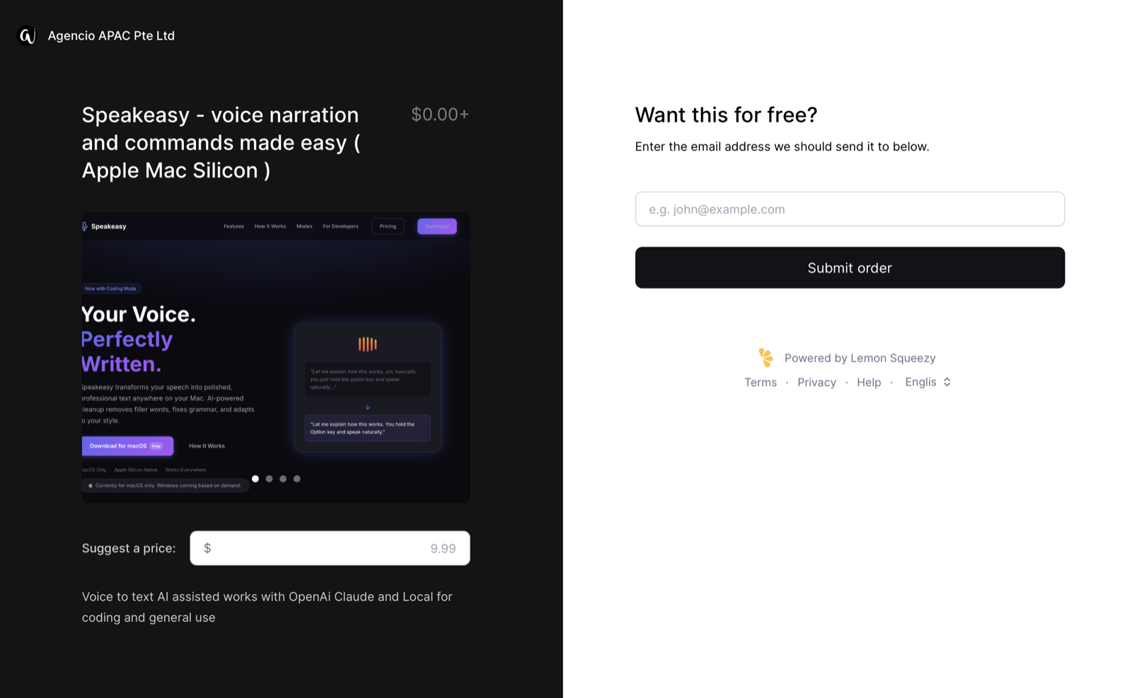 SpeakEasy interface