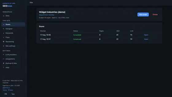 SEOboss screenshot